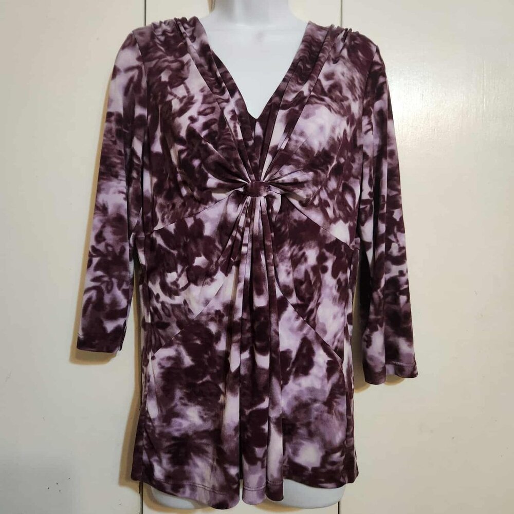 VTG Y2K Large Daisy Fuentes Purple Tie Dye Whimsygoth Boho Fairy Ruched Top